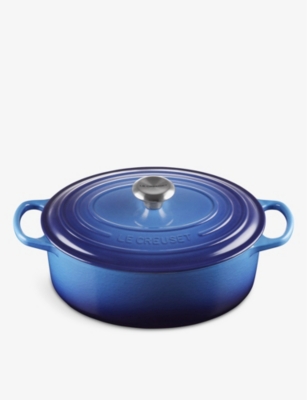 Le Creuset Signature Oval Cast-iron Casserole Dish In Azure Blue