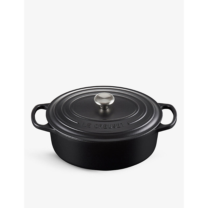Le Creuset Signature Oval Cast-iron Casserole Dish In Satin Black