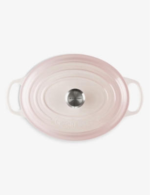 Le Creuset Shell Pink Signature Oval Cast-iron Casserole Dish In Shell Pink