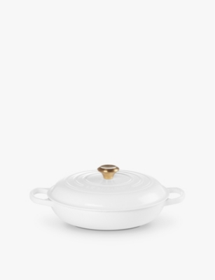 Le Creuset White Signature Shallow Cast-iron Casserole Dish 26cm In White