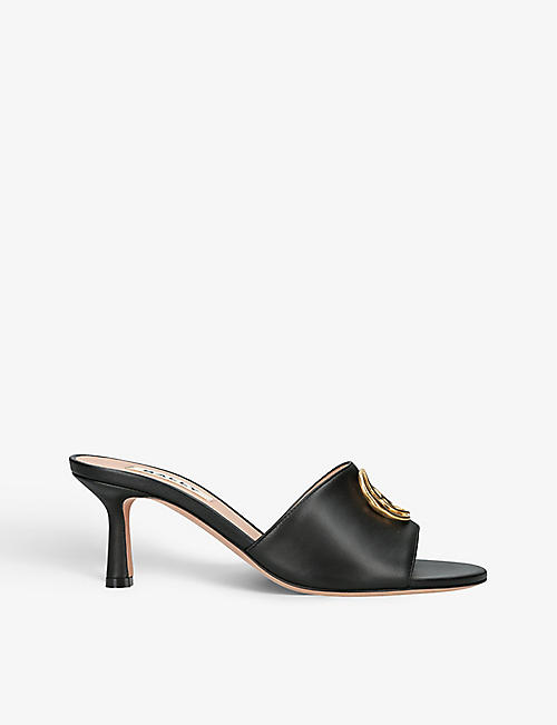 BALLY: Geha logo-plaque leather heeled mules