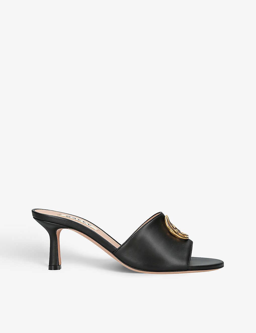 Shop Bally Geha Logo-plaque Leather Heeled Mules In Black