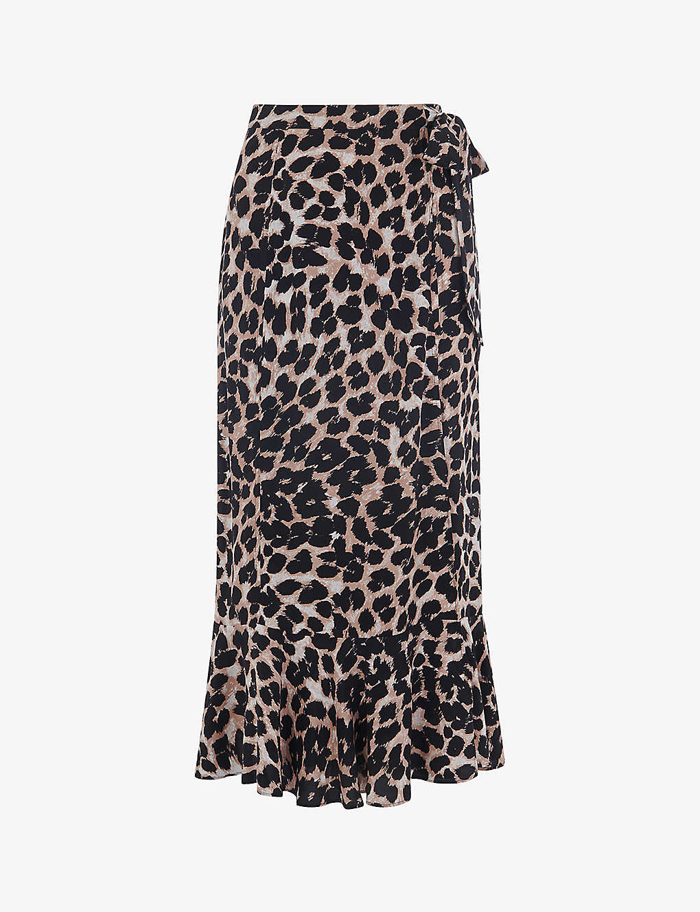 Whistles Leopard-print Tiered-hem Woven Wrap Midi Skirt In Multi-coloured