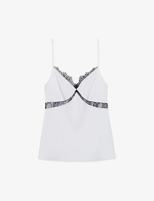CLAUDIE PIERLOT: Floral-embroidered wrap-over cotton top