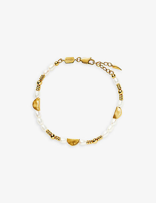 MISSOMA: Zenyu 18ct recycled yellow gold-plated vermeil brass and pearl bracelet