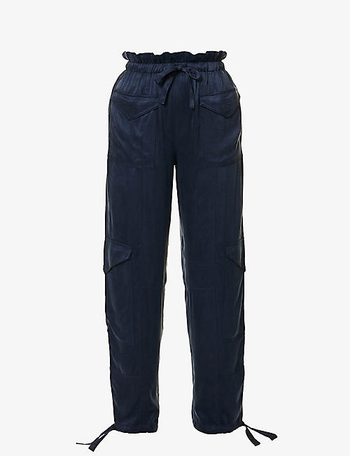 GANNI: Flap-pocket relaxed-fit mid-rise woven trousers