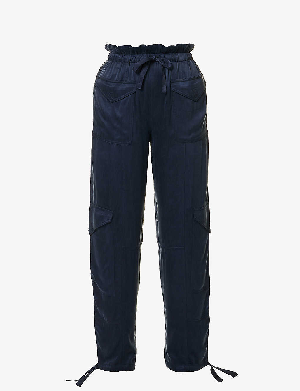 Ganni Womens Sky Captain Flap-pocket Relaxed-fit Mid-rise Woven Trousers