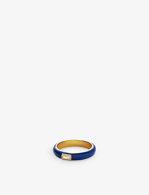 MISSOMA: 18ct yellow gold-plated vermeil recycled sterling-silver, enamel and zirconia ring