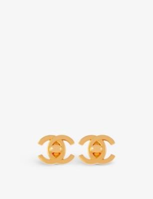 SUSAN CAPLAN - Pre-loved Chanel yellow gold-plated clip-on