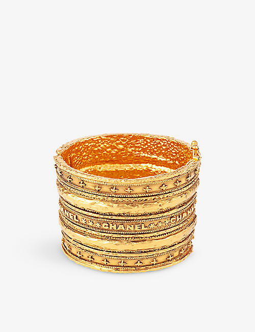 SUSAN CAPLAN: Pre-loved Chanel yellow gold-plated mixed metal-alloy cuff