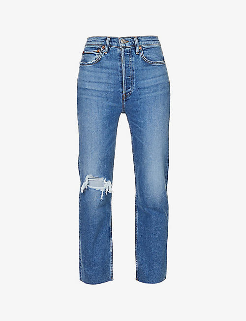 RE/DONE: Stove Pipe straight-leg high-rise stretch-denim jeans