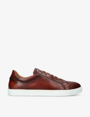 MAGNANNI MAGNANNI MEN'S TAN COWES CONTRAST-SOLE LEATHER LOW-TOP TRAINERS