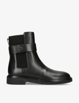Shop Tory Burch Womens Black Double T Leather Chelsea Boots