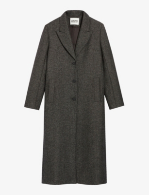 CLAUDIE PIERLOT - Herringbone single-breasted wool-blend coat ...