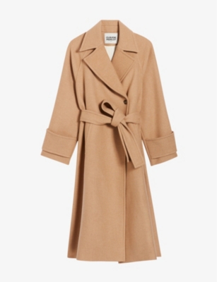 Claudie Pierlot Womens Naturels Gama Loose-fit Belted-waist Wool-blend Coat In Naturels