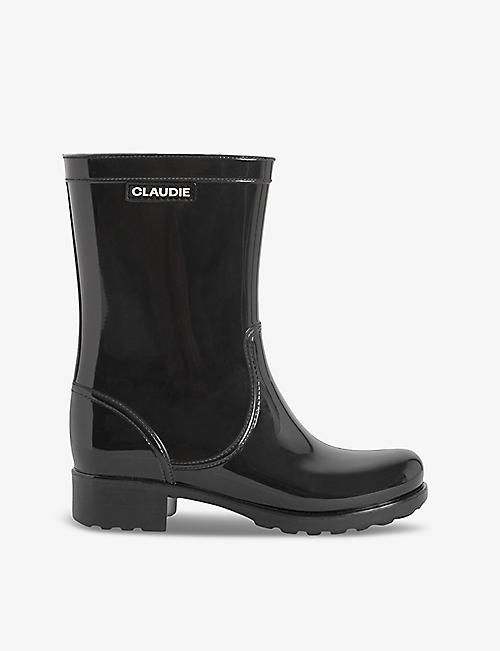CLAUDIE PIERLOT: Brand-patch block-heel PVC wellington boots