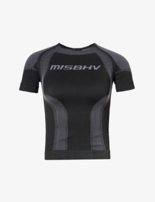 MISBHV MISBHV WOMEN'S MUTED BLACK SPORT LOGO-PRINT SHORT-SLEEVED T-SHIRT