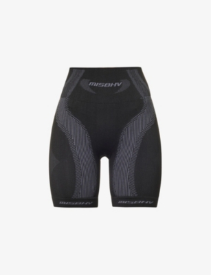 Misbhv Womens Muted Black Sport Logo-print Stretch-woven Shorts In Muted Black