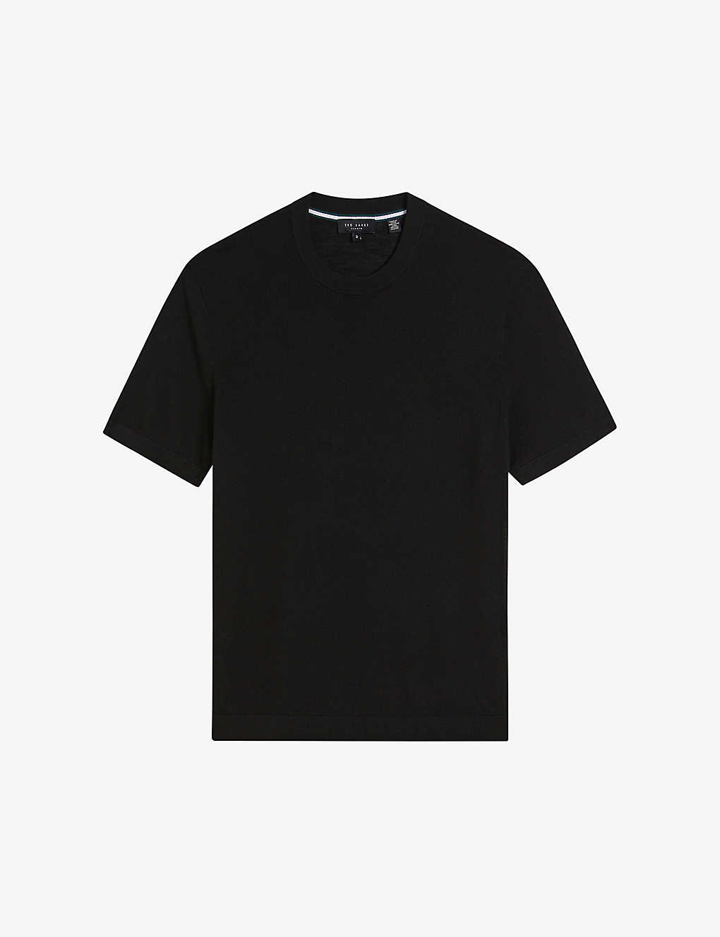 Ted Baker Mens Black Senti Short-sleeve Regular-fit Knitted T-shirt