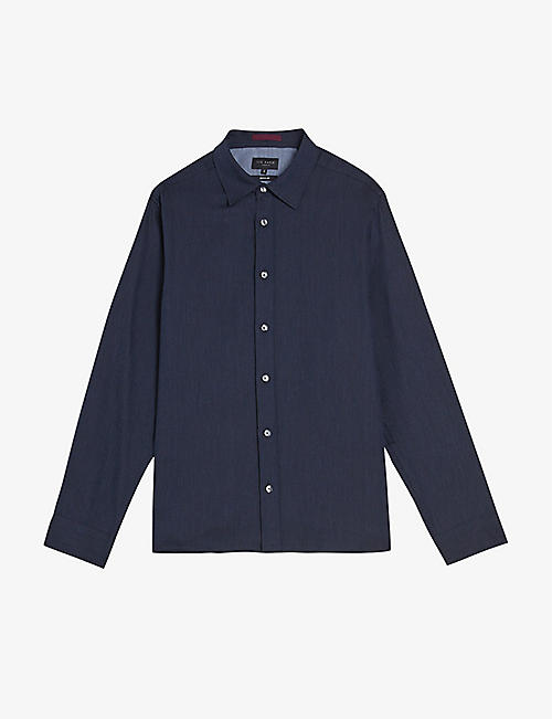 TED BAKER: Crotone herringbone-pattern regular-fit cotton shirt