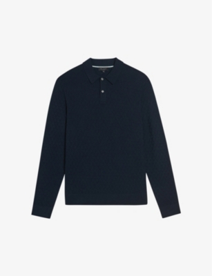 TED BAKER: Morar long-sleeve regular-fit stretch-knit polo