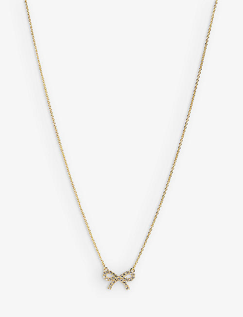 TED BAKER: Talulat crystal-embellished rose gold-tone brass necklace
