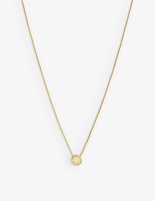 TED BAKER: Sebille logo-engraved gold-tone brass pendant necklace