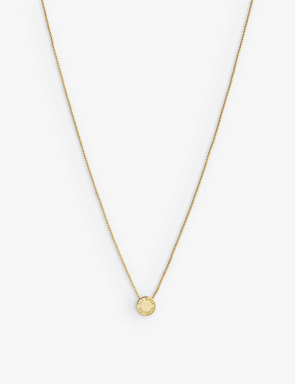 Ted Baker Womens Gold-col Sebille Logo-engraved Gold-tone Brass Pendant Necklace
