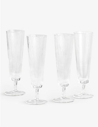 SOHO HOME: Textured fluted champagne glasses set of four