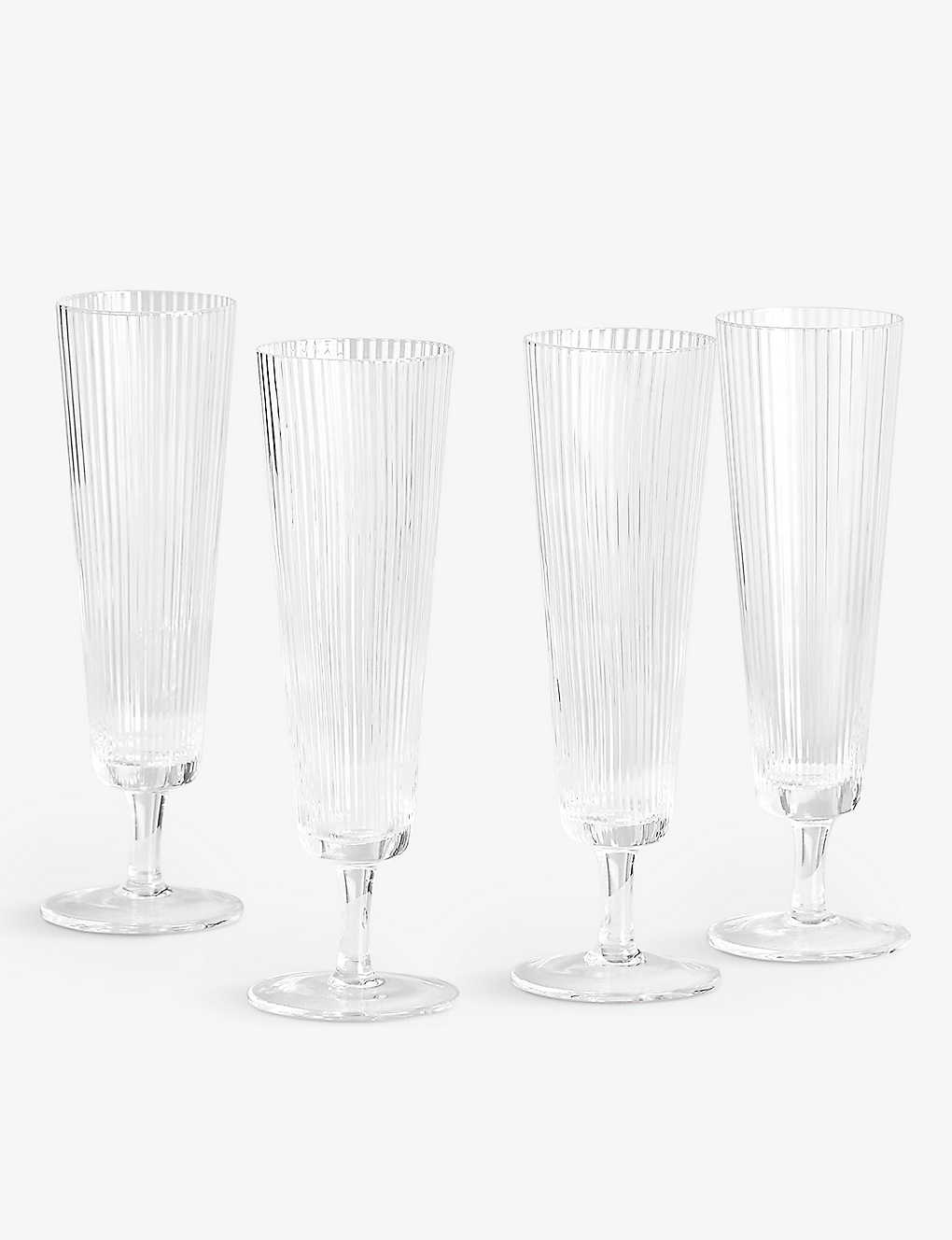 Soho Home Textured Fluted Champagne Glasses Set Of Four