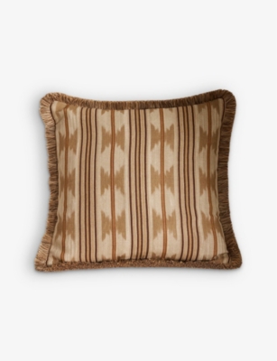 SOHO HOME: Watkins jacquard-pattern square linen cushion 50cm x 50cm