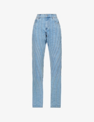 MUGLER: Straight-leg mid-rise stretch-denim jeans