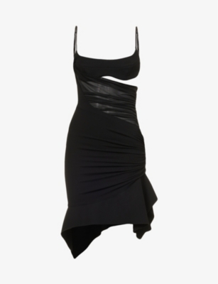 Mugler ruched 2025 tulle dress