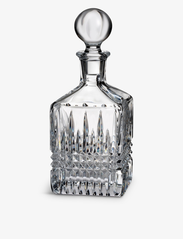 Lismore diamond-pattern square crystal decanter 23.4cm