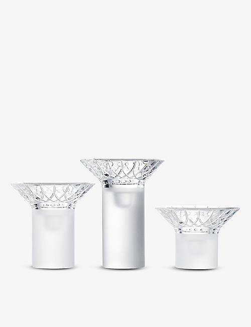 WATERFORD: Lismore Arcus crystal candlesticks set of three