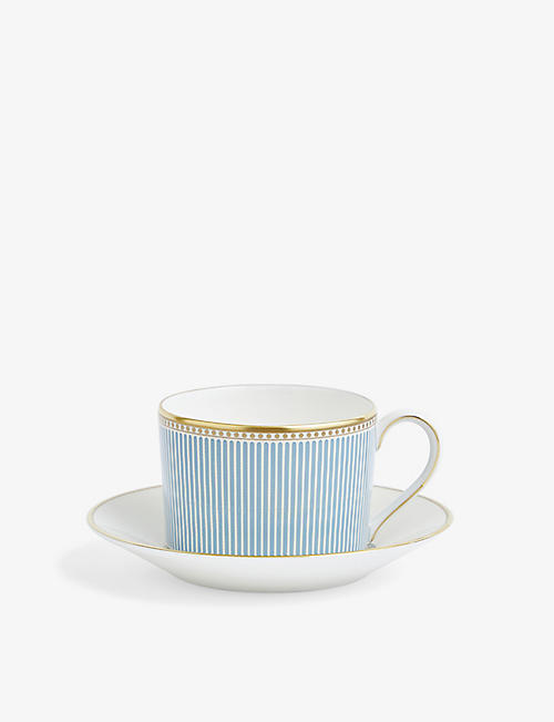 WEDGWOOD: Helia bone china teacup and saucer set of two