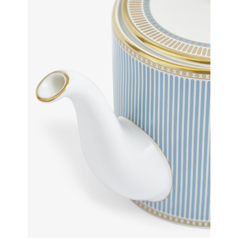 Shop Wedgwood Helia Stripe-pattern Bone Chine Teapot 11cm