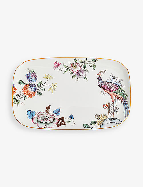 WEDGWOOD: Fortune floral-motif bone-china rectangular tray 25cm