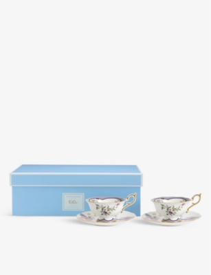 Wedgwood Fortune Floral-motif Bone-china Teacup And Saucer