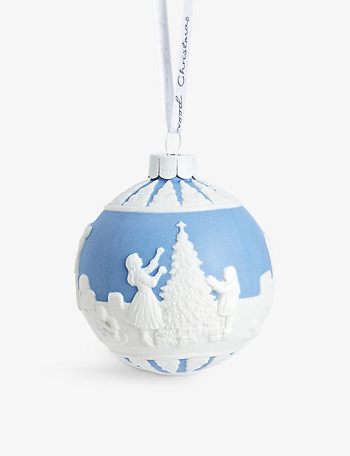 WEDGWOOD: Christmas Dressing the Tree porcelain bauble ornament 8cm