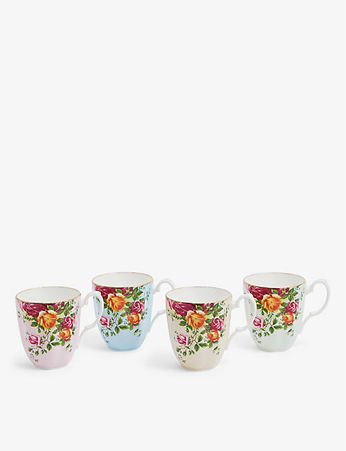 ROYAL ALBERT: Old Country Roses bone china mugs set of 4