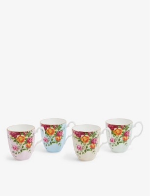 Royal Albert Old Country Roses Bone China Mugs Set Of 4 In Multi