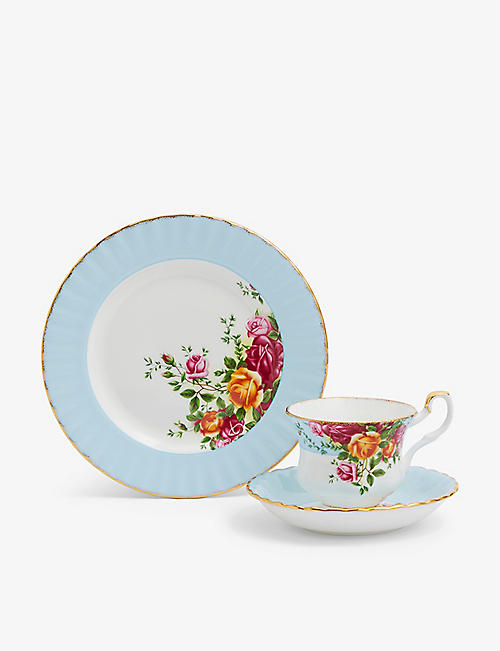 ROYAL ALBERT: Old Country Roses bone china 3-piece tea set