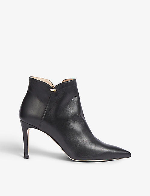 LK BENNETT: Corinne gold-tone hardware-embellished leather heeled ankle boots