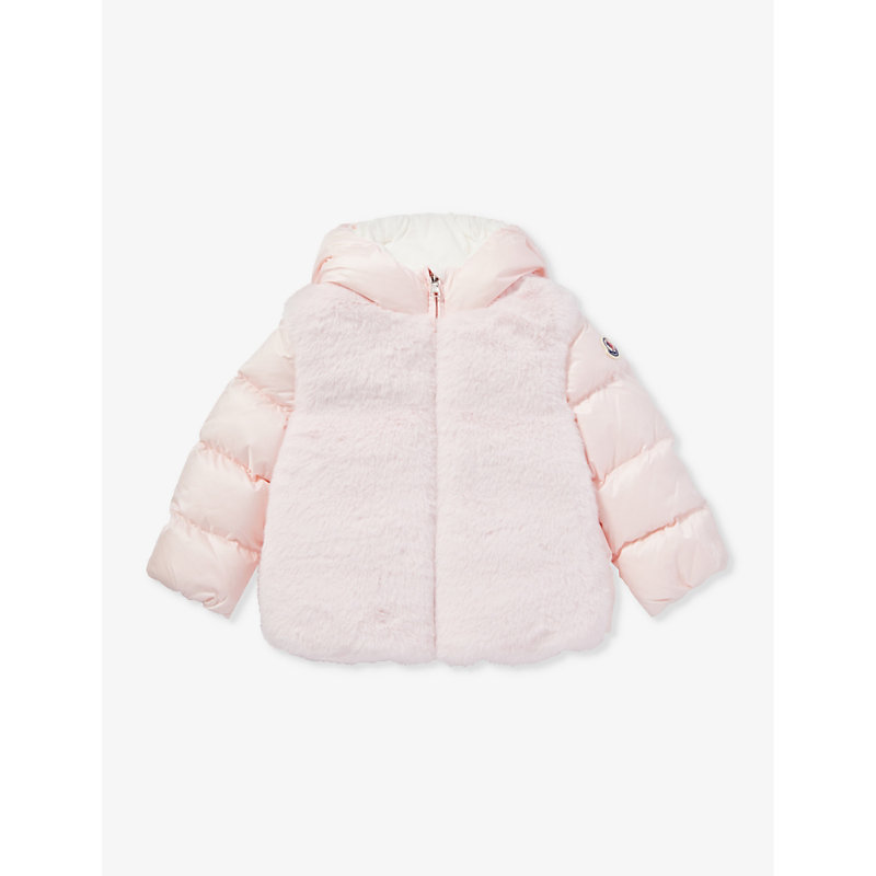 Moncler Babies'  Pink Natas Faux-fur Panel Shell-down Jacket 6-36 Months