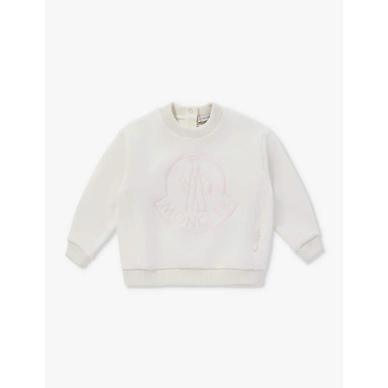 Moncler Babies'  White Logo-embroidered Cotton-jersey Sweatshirt 6-36 Months