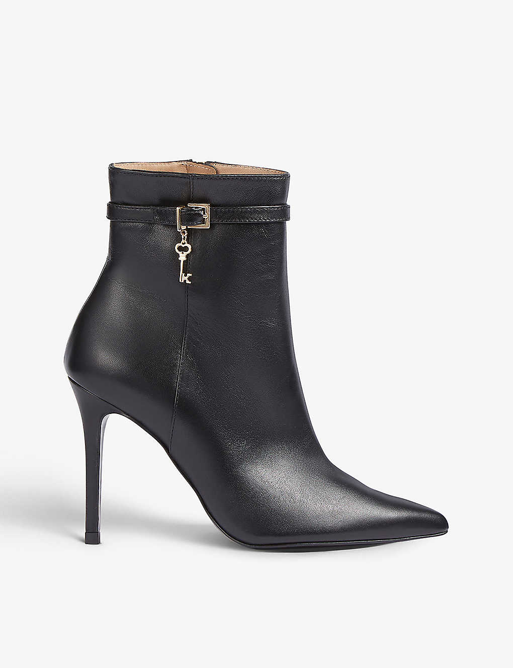 Lk Bennett Womens Bla-black Clover Key-charm Leather Heeled Ankle Boots