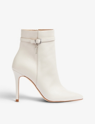 Lk Bennett Clover Key-charm Leather Heeled Ankle Boots In Pale Blue