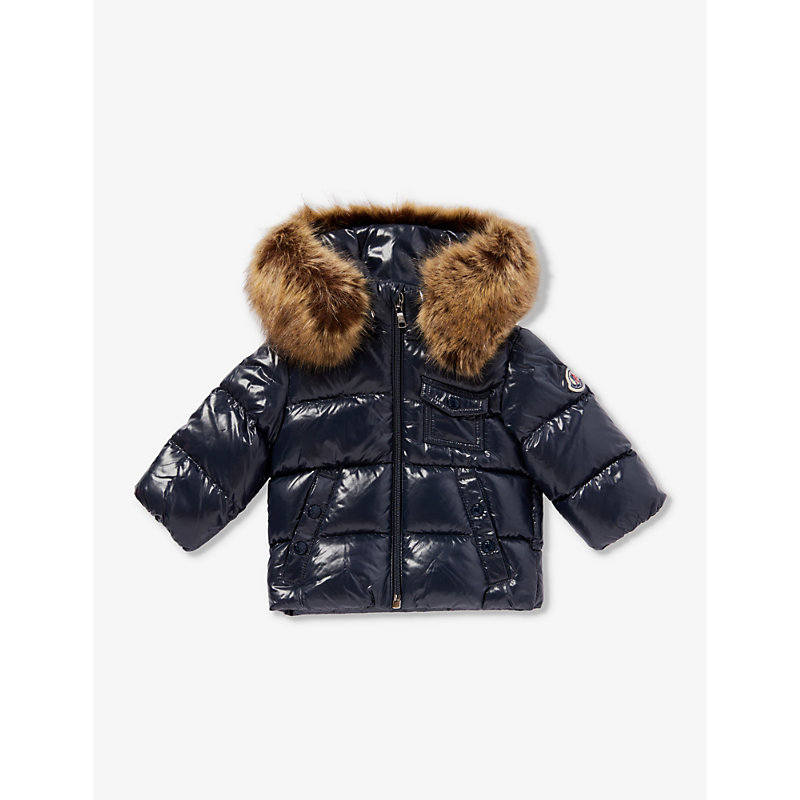 Moncler Babies'  Navy Faux-fur Trimmed Shell-down Jacket 6-36 Months