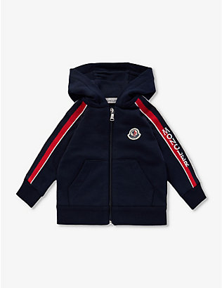 MONCLER: Brand-appliqué tape-embellished stretch-cotton hoody 6-36&nbsp;months